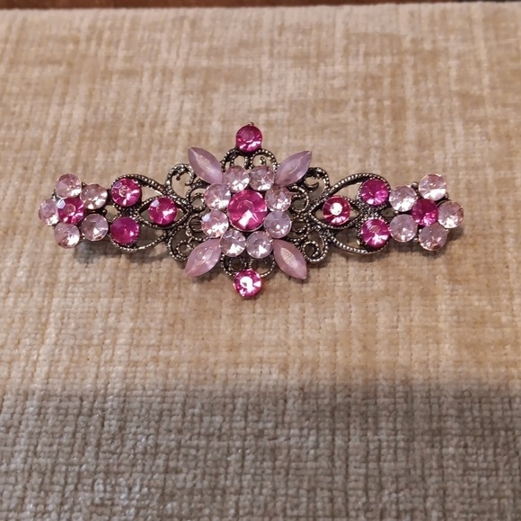 Vintage Pink Fuschia Rhinestone Brooch - Picture 4 of 7